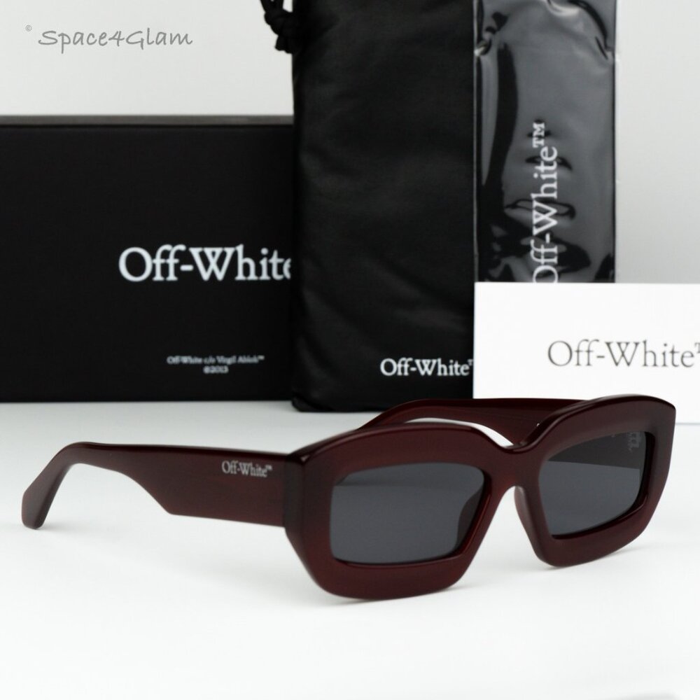 Off-White Women Sunglasses Burgundy Grey Rectangle OERI138 CHARLOTTE 2807 NEW